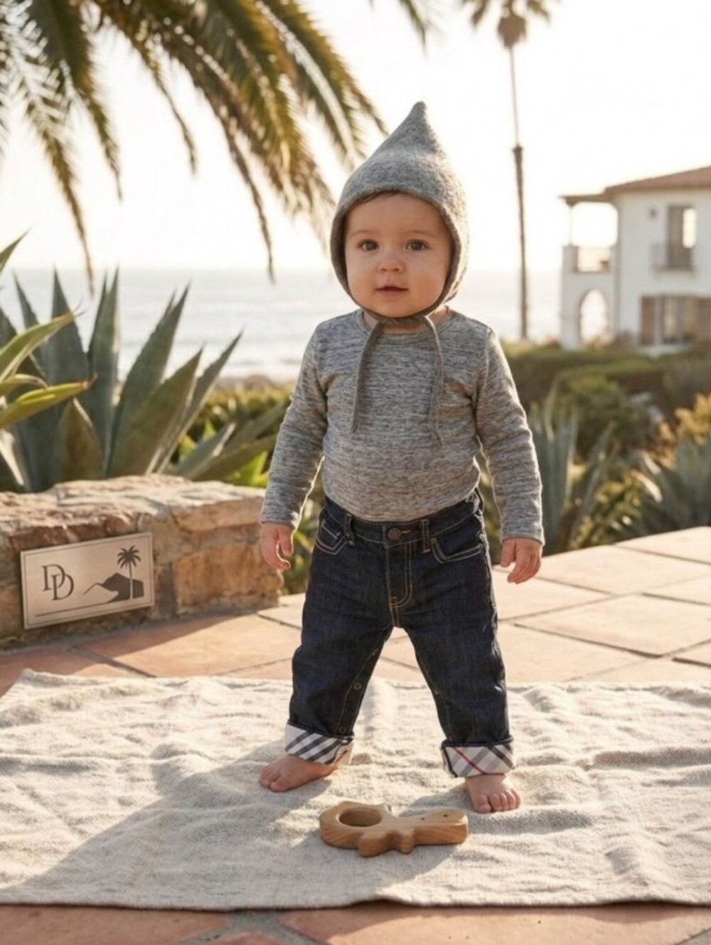Burberry Baby 18M Dark Wash Jeans Nova Check Cuffs Embroidered Back Pocket
